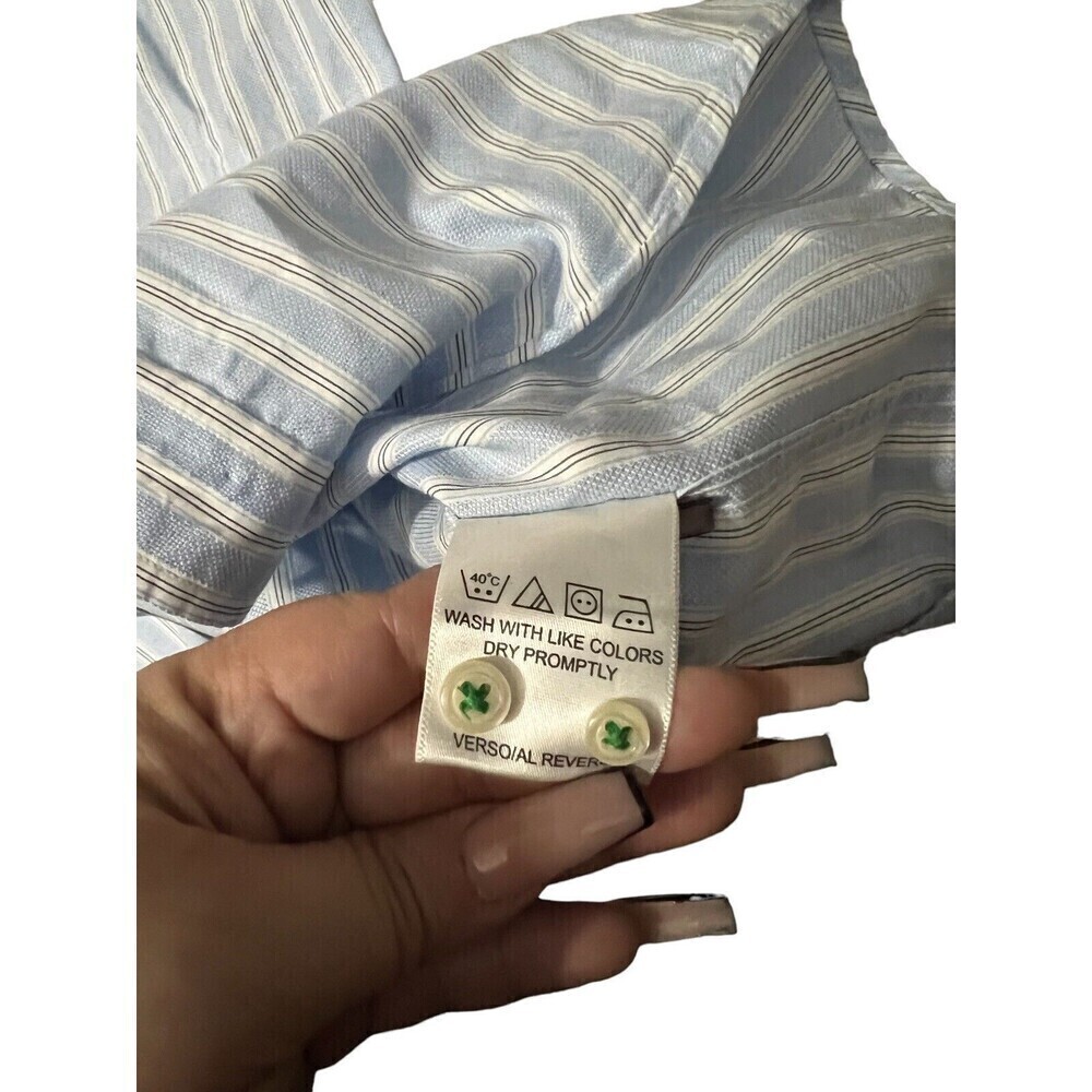 vintage 90s Tommy Hilfiger  Button Down Collard Blue Striped Polo SZ L  34/35 - Picture 5 of 6